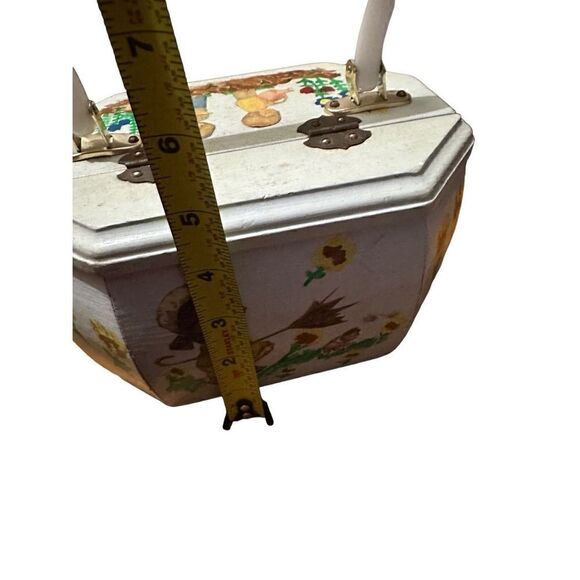 Vintage Hand painted Wood Rectangular Decoupage Handbag Purse Children Floral - Picture 12 of 16